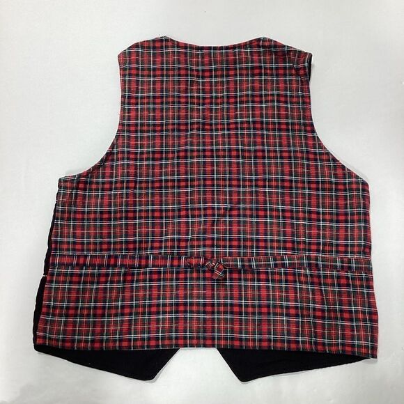 Casey & Max Crushed Velvet Plaid Embroidered Christmas Holiday Vest Large - Picture 6 of 9